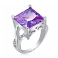 Attractive Cr.Amethyst Set in White Rolled Gold Imported Ring