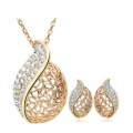Sparkling Diamante Set in 18ct Yellow Rolled Gold Imported Neck and Earring Set