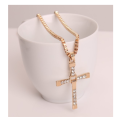 Stylish Imported Diamante in 18kgp Unisex Yellow Cross with Matching Neck Chain