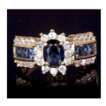 Attractive Sim Sapphire & Diamond in 18ct Yellow Rolled Gold Imported Ring