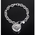 Flashing Hollow Heart Shape Pendan in 925 Sterling Silver Bracelet/Bangle Imported Filled Jewellery