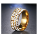 Stylish Diamante Set in 18ct Yellow Gold Wedding/Engagement Ring Imported Filled Jewelry