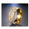 Stylish Diamante Set in 18ct Yellow Gold Wedding/Engagement Ring Imported Filled Jewelry