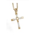 Stylish Sim Diamonds 14K Gold Unisex Cross with Matching Neck Chain Imported Filled Jewellery