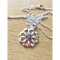 Stylish Cr Amethyst in 925 Sterling Silver Pendant with Free Matching Chain Imported Filled Jewelry