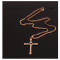 Stylish Sim Diamonds 14K Gold Unisex Cross with Matching Neck Chain Imported Filled Jewellery