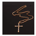 Stylish Sim Diamonds 14K Gold Unisex Cross with Matching Neck Chain Imported Filled Jewellery