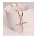 Stylish Sim Diamonds 14K Gold Unisex Cross with Matching Neck Chain Imported Filled Jewellery