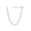 Stylish 2mm Figaro Unisex 925 Sterling Silver Neck Chain Imported Filled Jewellery