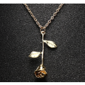 Delicate 9ct Yellow Gold Filled Rose Flower Pendant Necklace