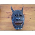 Vintage Japanese hand carved wooden theater mask