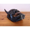 Vintage Japanese hand carved wooden theater mask