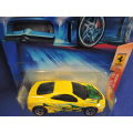 Hot Wheels Ferrari 360 Modena  ( Yellow with flames. HEAT 1/5 )  Long Card