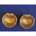 Sterling Silver Footed Shell Salt Dishes FRENCH with Boar Head Hallmark
