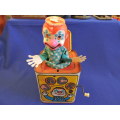 Vintage Burbank Toys JACK IN THE BOX musical Tin Blik