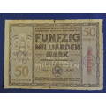 German Bank Note FUNFZIG 50 Milliarden Mark 1923