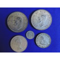 Job Lot Silver coins including 1947 & 1952 5 Shilling Crowns