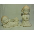 Pair Vintage Porcelain Cherub Angels Baby Dolls