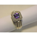 Sterling Silver, Amethyst & Zirconia (purple stone) ring.
