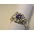 Sterling Silver, Amethyst & Zirconia (purple stone) ring.