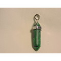 Contemporary Verdite pendant ( crystal cut green stone pendant).