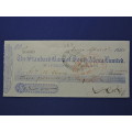 Bank Cheque 1893 MAFEKING (British Bechuanaland) Pre Boer War with Cape of Good Hope Stamp