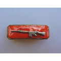 SADF Military Skiet Balkie Marksman Pin Badge.  Silver on Orange `enamel` background