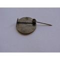 Africana Mining brooch in Bronze like metal and green enameling Probably Chamber of Mines