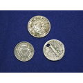 Job Lot Silver coins including SA 1957 6d,  1933 3d  & USA 1928 1 Dime