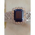 Fine Solid silver ring with sapphire