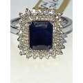Classical Sterling silver and Sapphire ring