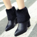 Lovely Black Solid PU Boots