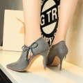 Casual Grey Solid Flock Boots