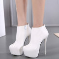 Sexy White Solid PU Boots /red