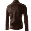 Men's New Dark Brown PU Coat