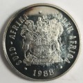 1988 Protea R1 : Les Hugenote 1 Rand Coin in blue SAM box