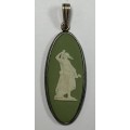 A Green Wedgewood Grecian Muse Cameo Silver Pendant Made in London.