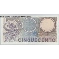 1974 Repvbblica  Italian 500 Bank Note.