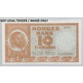 Norwegian `Norway` 10 Kroner of 1970, Ungraded No X.5182353.
