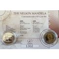 NELSON MANDELA : COMMEMORATIVE R5 COIN SET ( CERT NO 1302) in brown SAM box