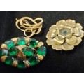 3 X VINTAGE BROOCHES