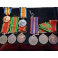 8 X WW1 AND WW2 MEDALS FOR 3 X HARDING FAMILY MEMBERS WITH DISCHARGE , MEDAL & BAPTISM CERTIFICATES