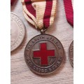 4 X RED CROSS SOCIETY MEDALS ( 92.5 SILVER )