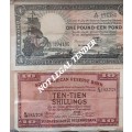 2 x SOUTRH AFRICAN RESERVE BANK NOTES : 1 X 10 SHILLING AND 1 X POUND