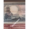 2 x SOUTRH AFRICAN RESERVE BANK NOTES : 1 X 10 SHILLING AND 1 X POUND