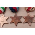 3 X WW2 STAR MEDALS:  A.S. DAVIES  - THE AFRICA STAR , THE ITALY STAR AND THE 1939-1947 STAR