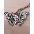 BUTTERFLY NECKLACE PLUS MARCASITE SAILING SHIP BROOCH
