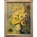 Yellow Sunflowers in a Vase 1933, oil on canvas, by Felix Felmart
