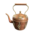 19th Century Copper Kettle with Brass Floral Decoration
