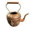 19th Century Copper Kettle with Brass Floral Decoration